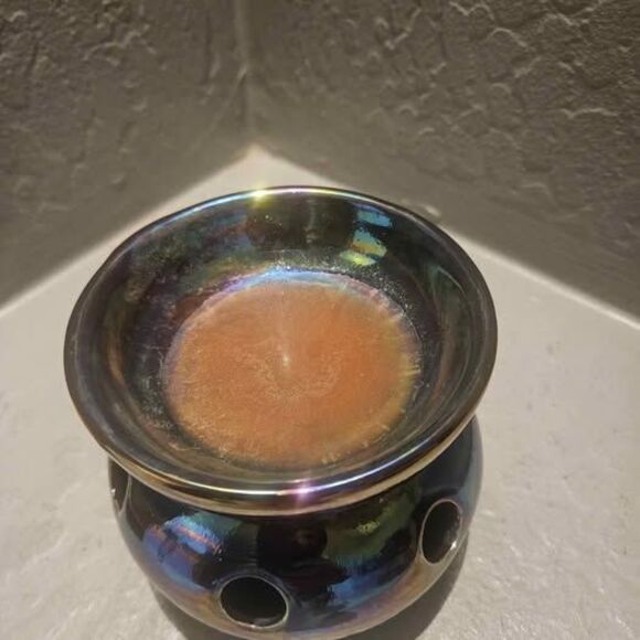 Glass Wax Warmer Iridescent Made in Germany 3.5" - Picture 2 of 4